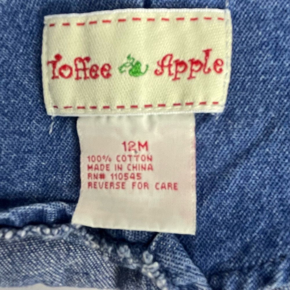 Y2K Denim Embroidered Flower Butterfly Shortall Romper Toffee Apple 12 M - Picture 12 of 14